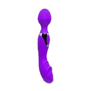 20 Function Double Ended Wand Massager, Silicone, PURPLE, BOTH ENDS INDEPENDENTLY VIBRATE 